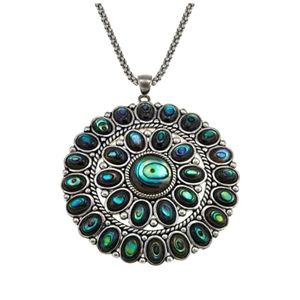 Amena K Sterling Silver Abalone Pendant with Chain.